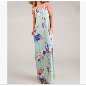 Fashionomics Maxi Dress in Mint Green Floral, Sz. M